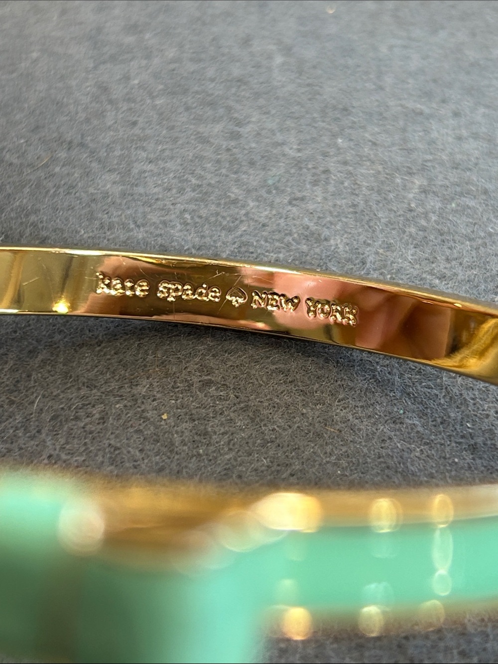 kate spade Gold-Tone Mint Enamel Bow Bangle Bracelet - Picture 2 of 7
